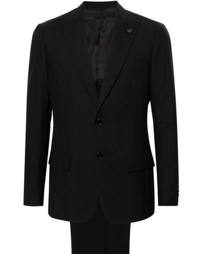 Lardini Pinstriped Single-breasted Suit - Black
