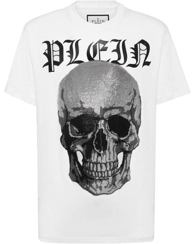 Philipp Plein Crystals Skull T-Shirt - Grau