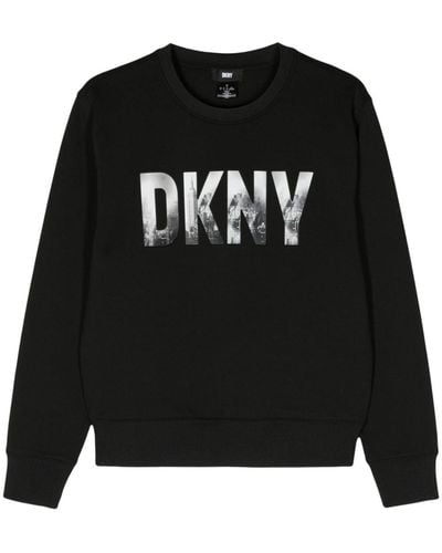 DKNY Skyline-logo Print Cotton-blend Sweatshirt - Black