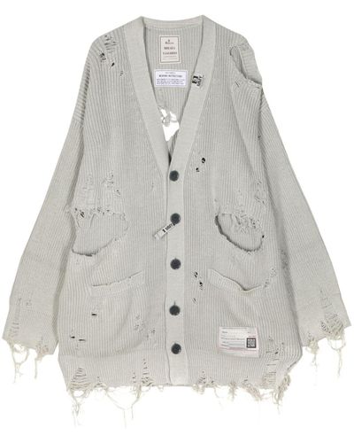 Maison Mihara Yasuhiro Distressed cotton cardigan - Grau