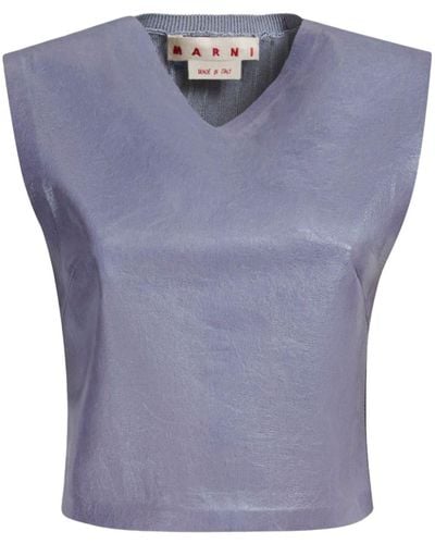 Marni Leather Cropped Top - Blue