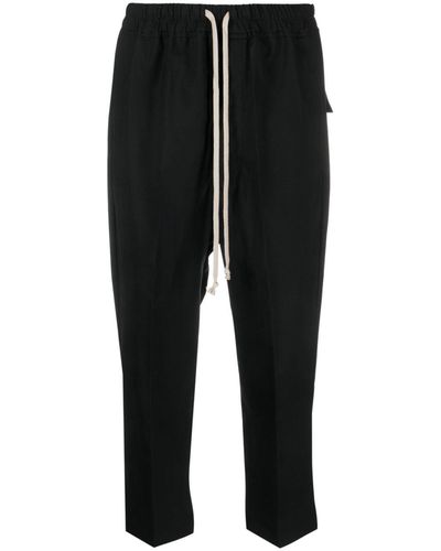Rick Owens Astaire Cropped Drawstring Trousers - Black