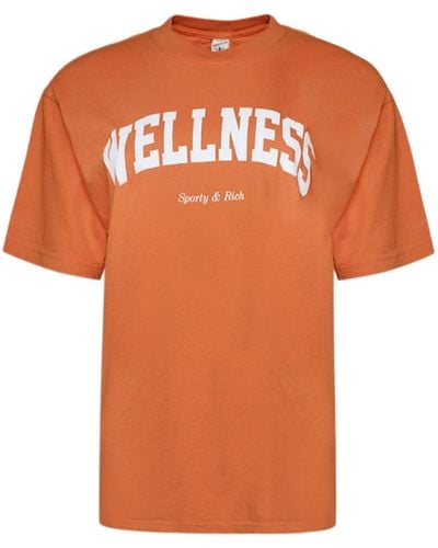 Sporty & Rich Wellness-print Cotton T-shirt - Orange