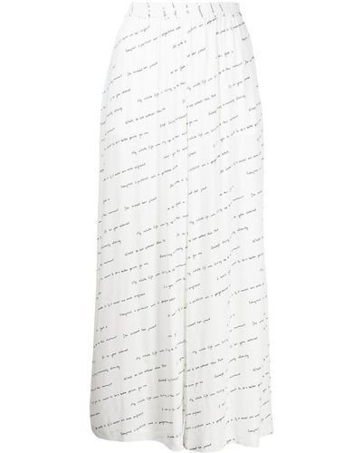 Rosetta Getty Seidenhose mit Slogan-Print - Weiß