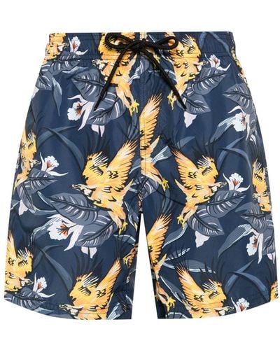 Sundek Eagle-print Swim Shorts - Blue