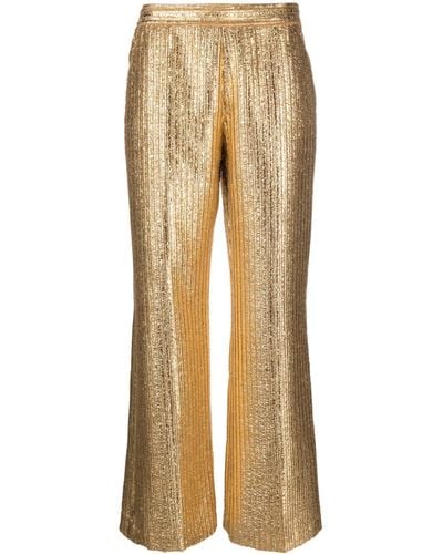 Forte Forte Gerade Hose im Metallic-Look - Natur