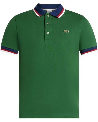 Lacoste Logo-embroidered Striped-border Polo Shirt - Green
