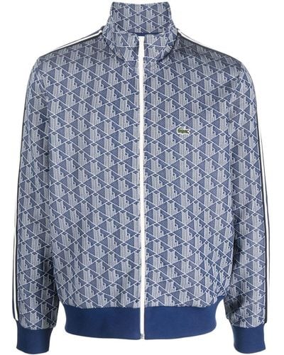 Lacoste Monogram-pattern Long-sleeved Sweatshirt - Blue
