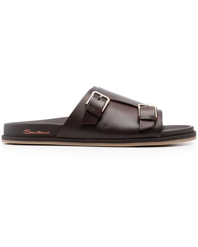 Santoni Doctor -gort50 Leather Slides - Brown