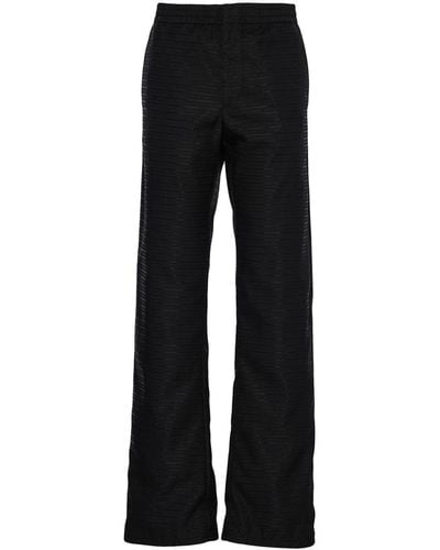 Prada Enamel-logo Wide-leg Trousers - Black