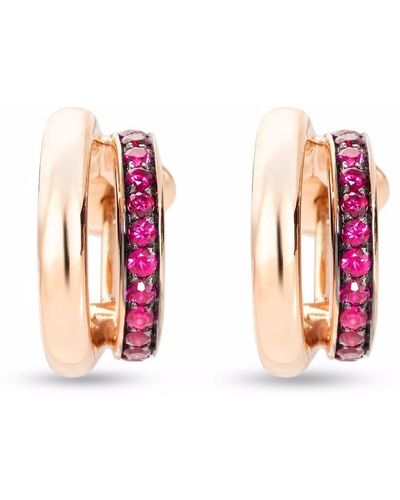 Pomellato 18kt Rose Gold Iconic Ruby Double Band Earrings - Pink
