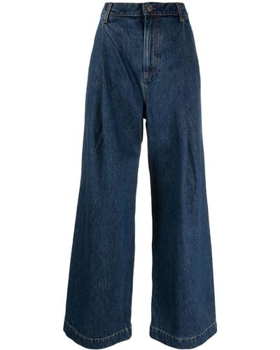 Co. Wide-Leg-Jeans mit hohem Bund - Blau