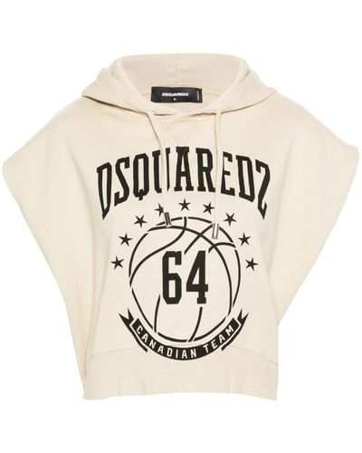 DSquared² College Fit Sleeveless Hoodie - Natural