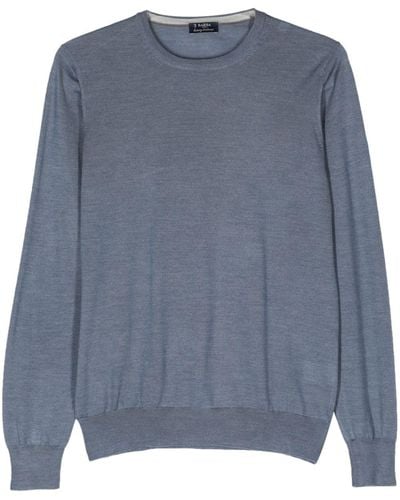Barba Napoli Crew-neck Fine-knit Sweater - Blue