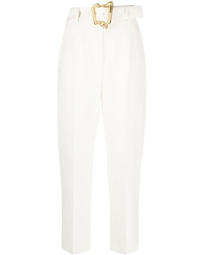 Moschino Pantalon de tailleur à taille ceinturée - Blanc