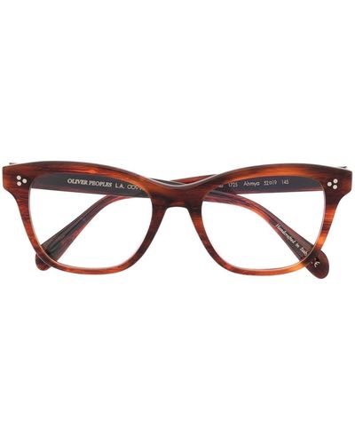 Oliver Peoples Eckige Brille in Schildpattoptik - Braun