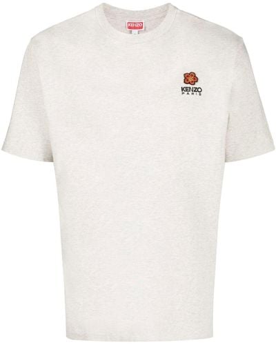 KENZO T-shirt Met Geborduurde Bloemen - Wit
