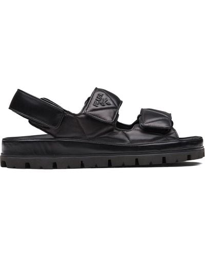 Prada Padded Leather Slingback Sandals - Black