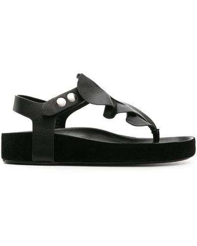 Isabel Marant Isela Ruffle-trim Leather Sandals - Black