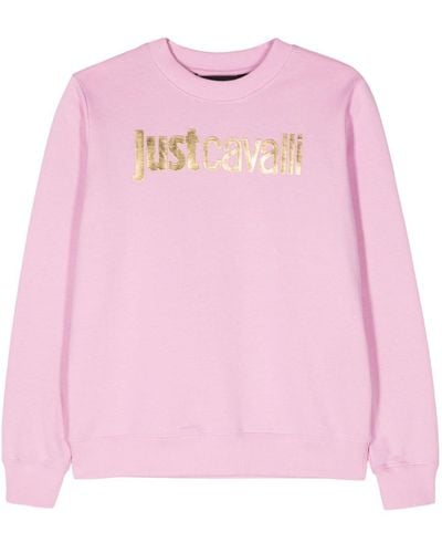 Just Cavalli Katoenen Sweater Met Logoprint - Roze