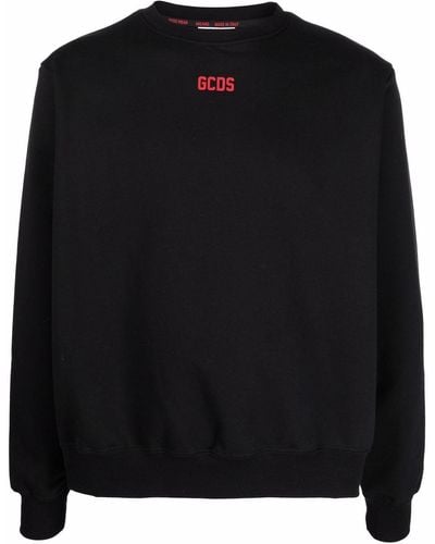 Gcds Black Logo-print Crew Neck Sweatshirt