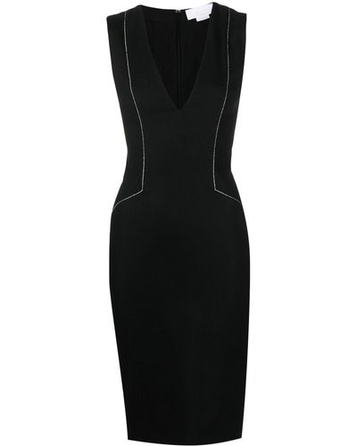 Genny Contrast-stitching Midi Dress - Black