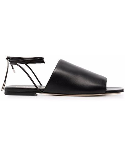 Societe Anonyme Tied-ankle Leather Sandals - Black
