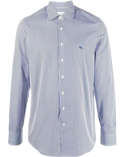 Etro Camicia a righe con logo - Blu