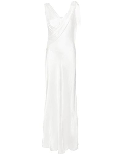Alberta Ferretti ドレープ イブニングドレス - ホワイト