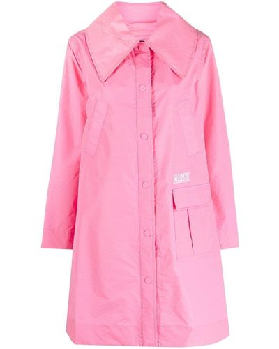 Ganni Oversized-collar Raincoat - Pink