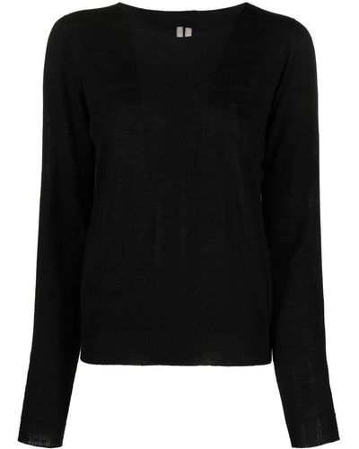 Rick Owens Fine-knit Virgin Wool Sweater - Black