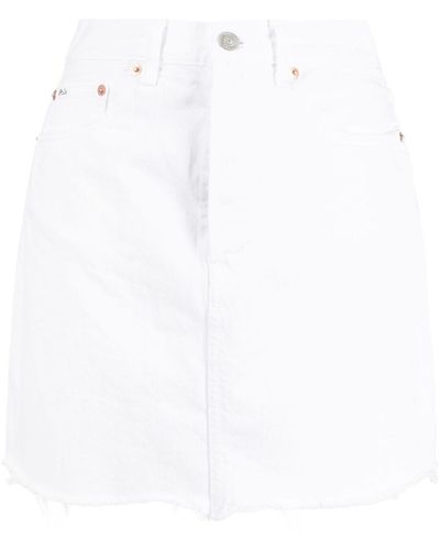Polo Ralph Lauren Distressed Hem Short Denim Skirt - White