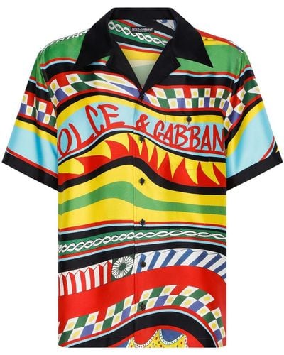 Dolce & Gabbana Carretto-print Silk Shirt - Yellow