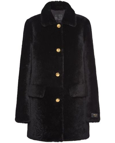 Prada Shearling Fur Coat - Black