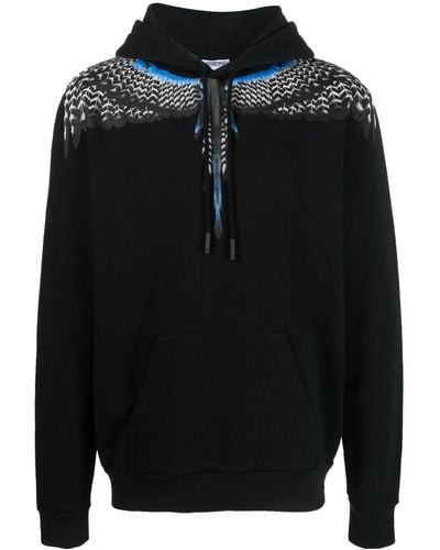 Marcelo Burlon Hoodie à imprimé Grizzly Wings - Noir