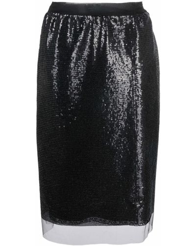 Prada Falda de tubo con lentejuelas - Negro