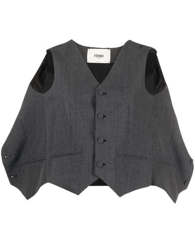 Fendi Veston à design patchwork - Noir