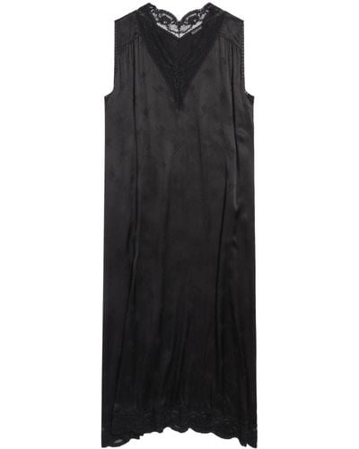 Balenciaga Bb Classic Monogram Silk Midi Dress - Black