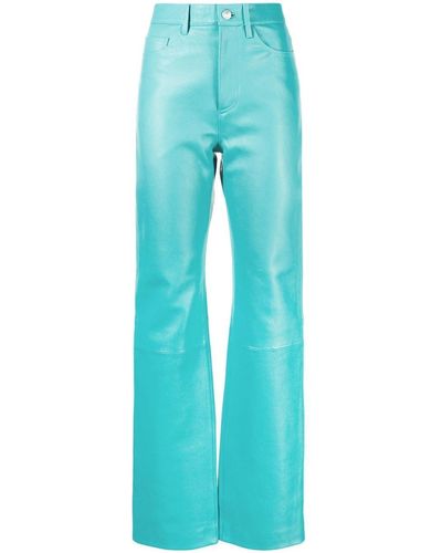 Remain Wide-leg Leather Trousers - Blue