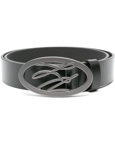 Karl Lagerfeld Logo-buckle Leather Belt - Black