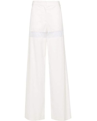 Genny Sheer-stripe Wide-leg Trousers - White