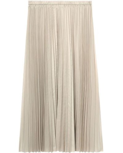 Tibi Sunray Pleated Midi Skirt - Natural