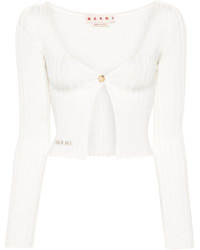 Marni Cardigan crop con intarsi - Bianco