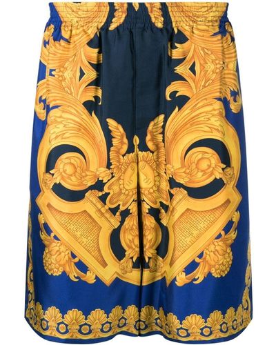 Versace Baroque-pattern Print Shorts - Blue