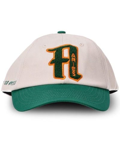 Aries Colour-block Logo-print Baseball Cap - Green