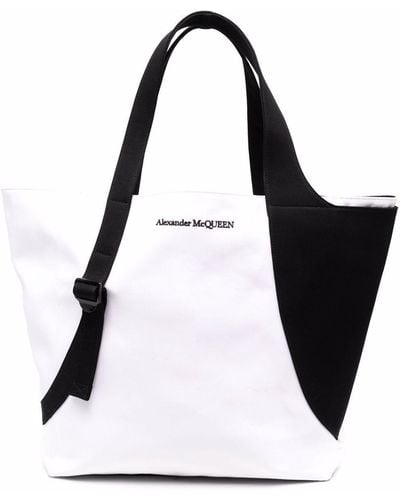 Alexander McQueen Bolso shopper con diseño colour block - Blanco