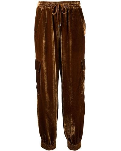 Semicouture Velvet-effect Cargo Trousers - Brown