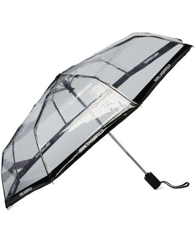 Karl Lagerfeld Transparenter Regenschirm mit Logo-Streifen - Schwarz