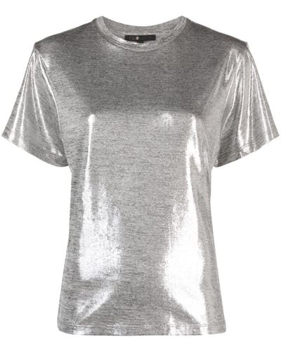 Maje Lamé Round-neck T-shirt - Grey