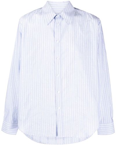 Martine Rose Striped Logo-print Cotton Shirt - White